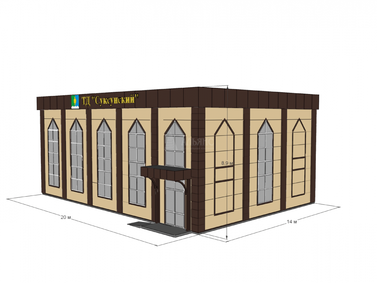 3D визуализация Торговый центр из сэндвич панелей - фото 7