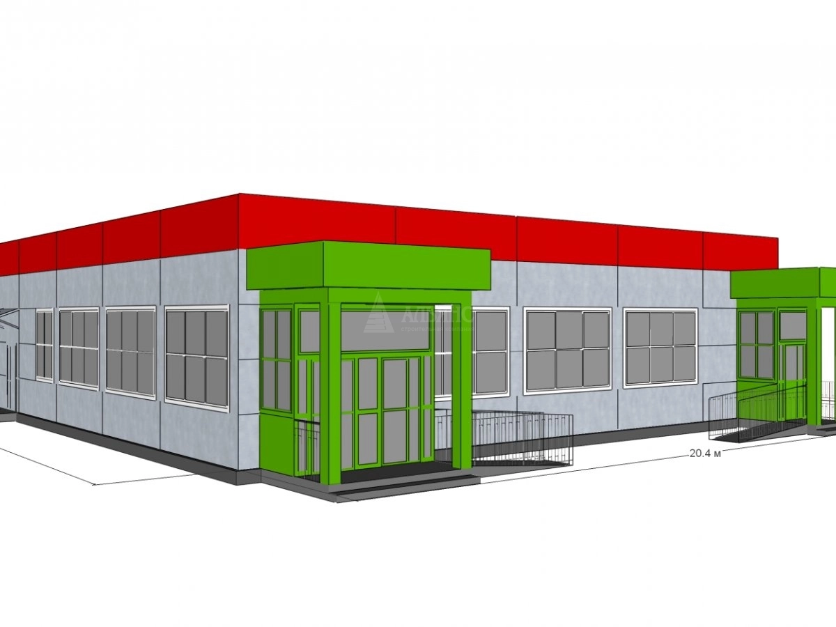 3D визуализация Продуктовый магазин из сэндвич-панелей - фото 2